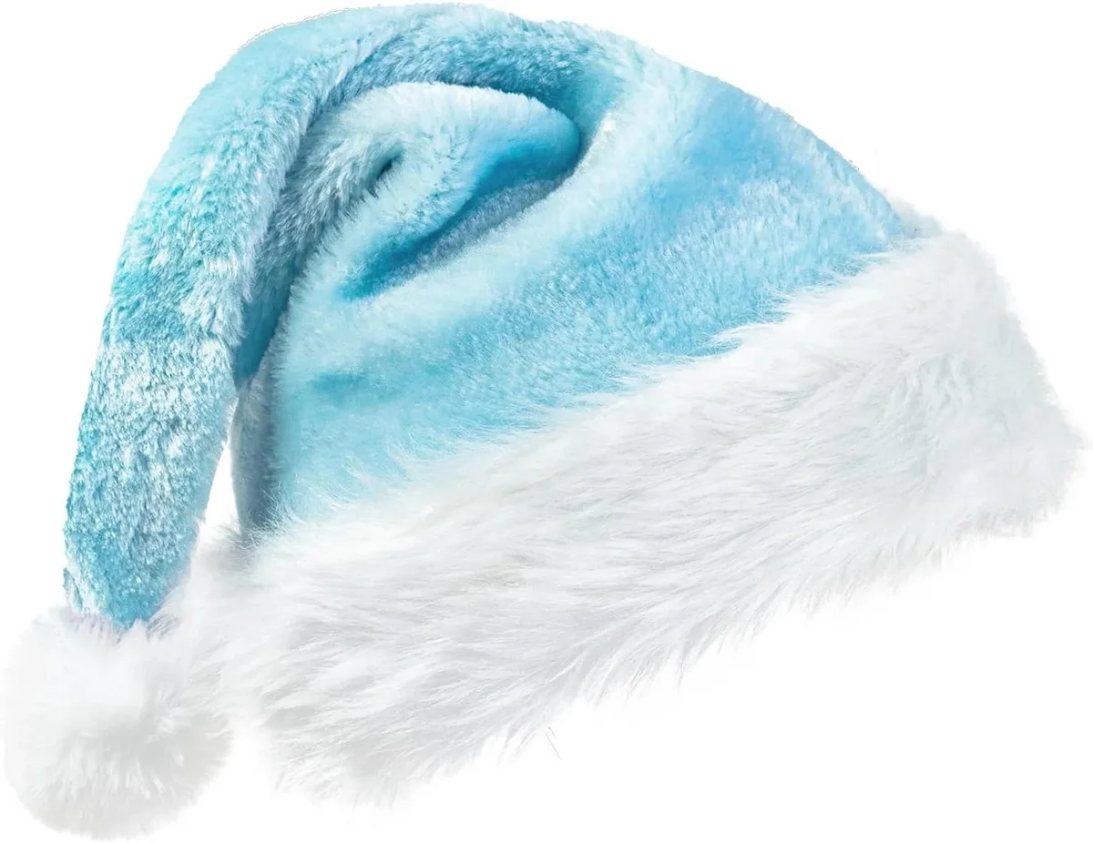 Tanvia Tanvia Velvet Plush Santa Hat Light Blue — product photo