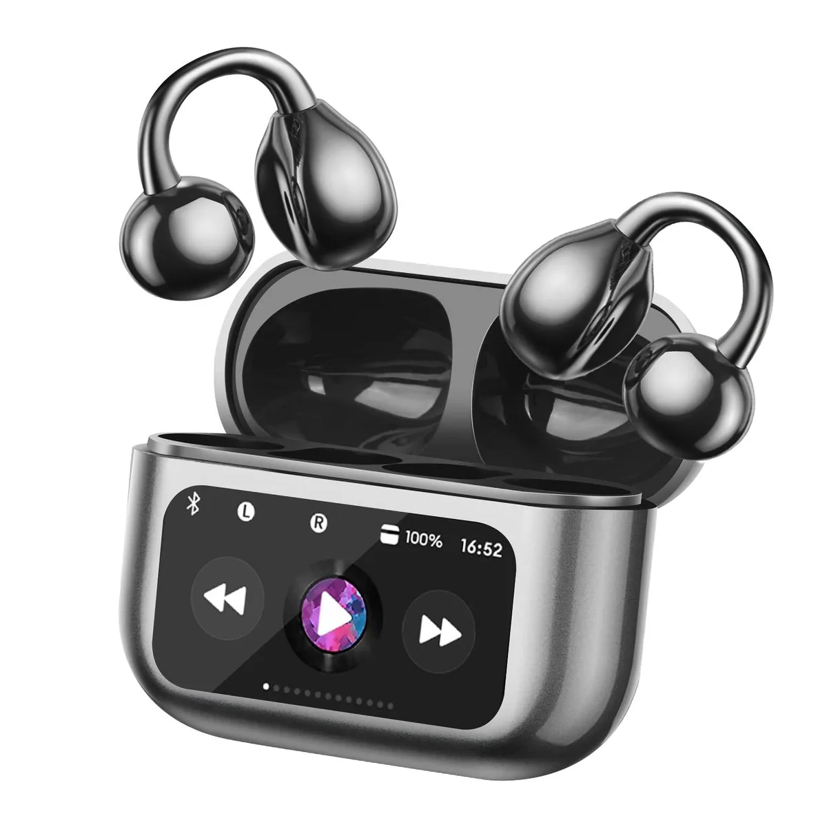 No Sew No Sew M100 Open Ear Bluetooth 5.4 Clip-On Headphones Black 40h — product photo