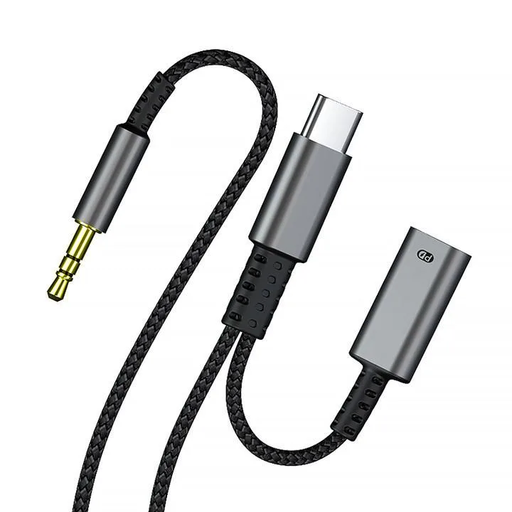 IHDAPP IHDAPP USB-C to 3.5 mm aux cable with charging 4FT Black — product photo