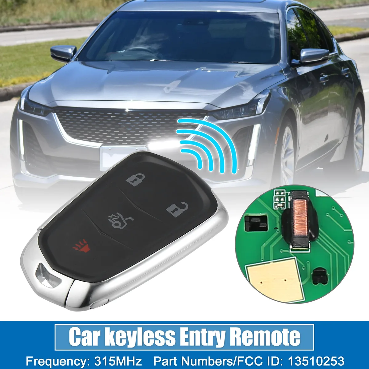 Unique-Bargains Unique-Bargains 4 Button Proximity Key Fob HYQ2AB Cadillac ATS XTS CTS 2014-2019 315MHz — product photo