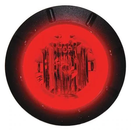 Small round red LED clearance lamp with grommet mount