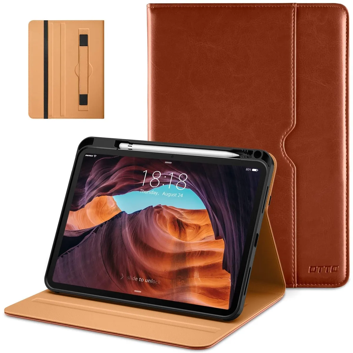 BoYata BoYata iPad 11th 11" 2025 &amp; 10th 10.9" 2022 Leather Folio Brown — product photo