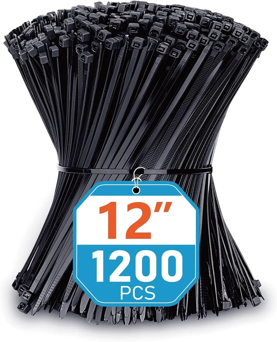 Ennovor Ennovor 1200 Pack 12 inch Black 50lbs UV Resistant Cable Ties — product photo
