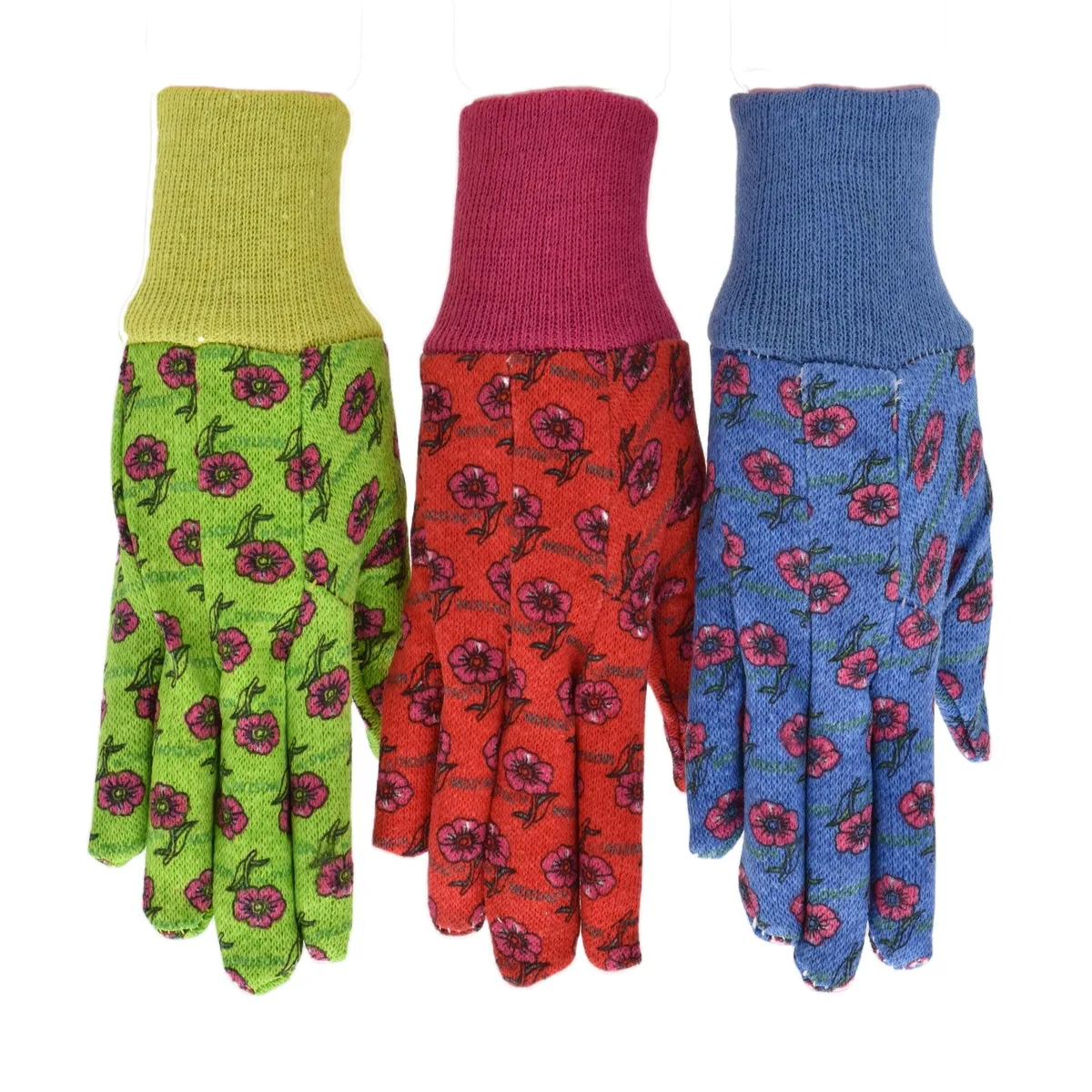 G &amp; F Products G &amp; F Products 1823-3 JustForKids Soft Jersey Kids Garden Gloves 3 Pairs Multicolor — product photo