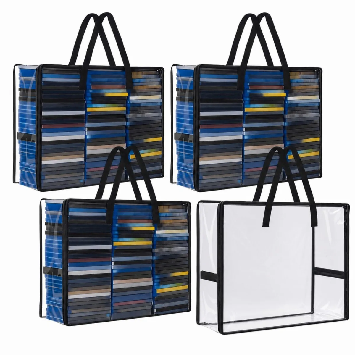  Buryeah BO-Buryeah-433 Storage Bags 4 Pack 360 DVDs 21x16x6.5in Clear — product photo