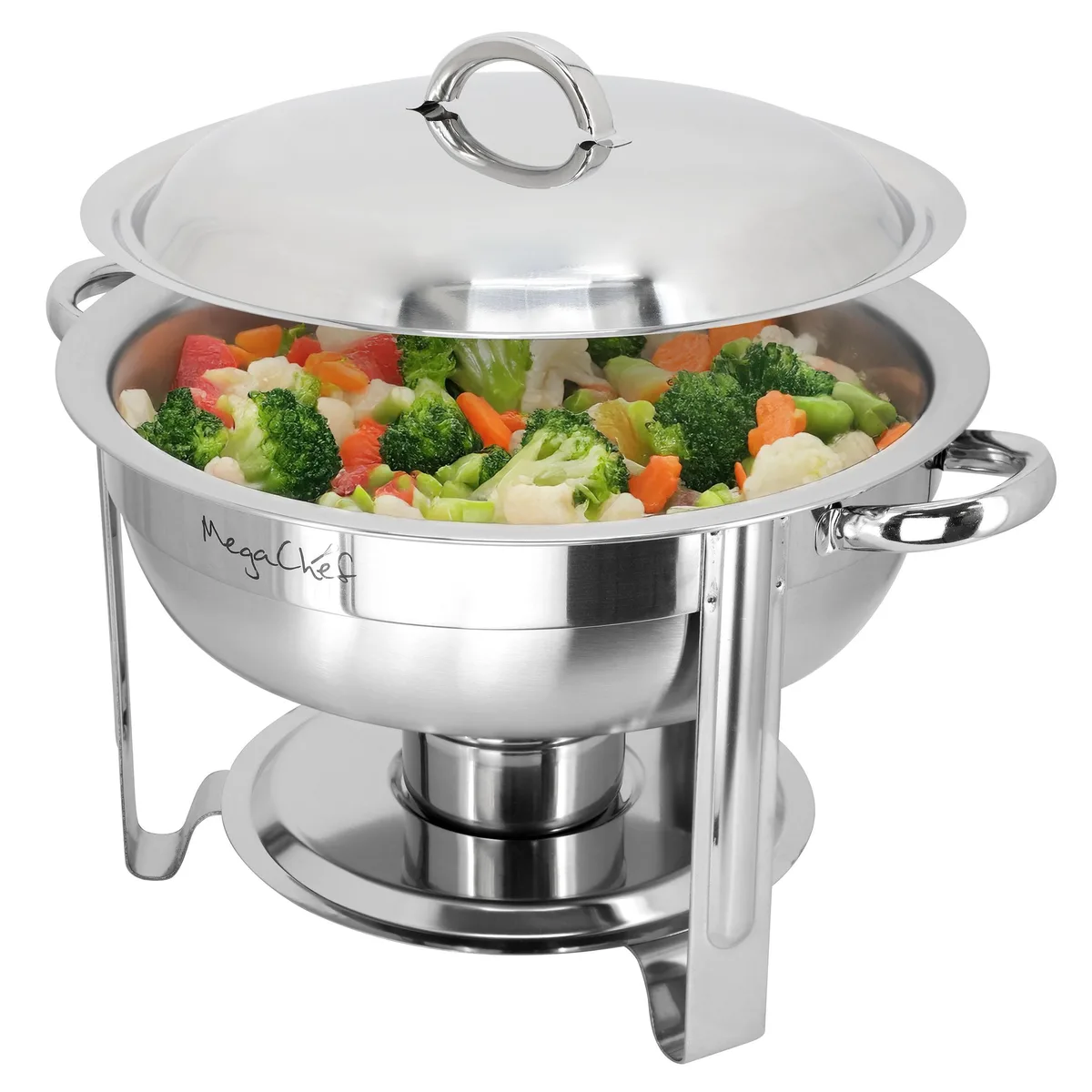 MegaChef MegaChef 510121999M 3.7 Quart Round Stainless Steel Warming Tray — product photo