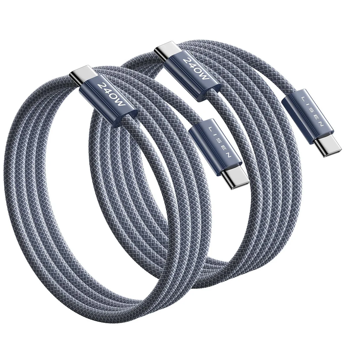 Pisen 2E334 Samsung Gala USB-C to USB-C Cable 40W 3.3ft+6.6ft 2-Pack Midnight — product photo