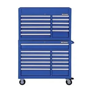 Blue 42-inch tool chest and cabinet combo with 24 drawers and powder-coated finish