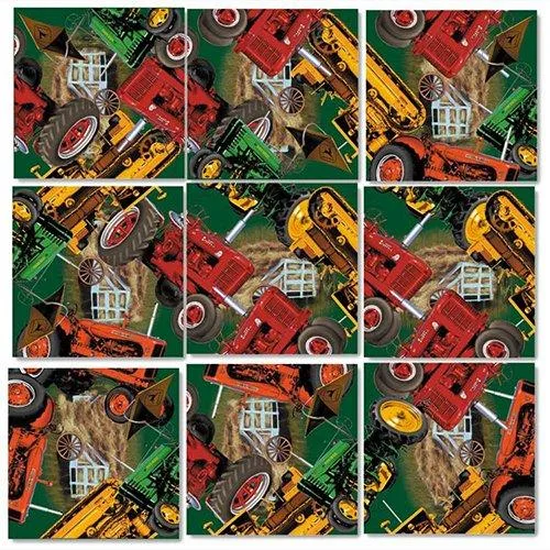 B.Dazzle B.Dazzle Vintage Tractors Scramble Squares 9-piece puzzle 12" square — product photo