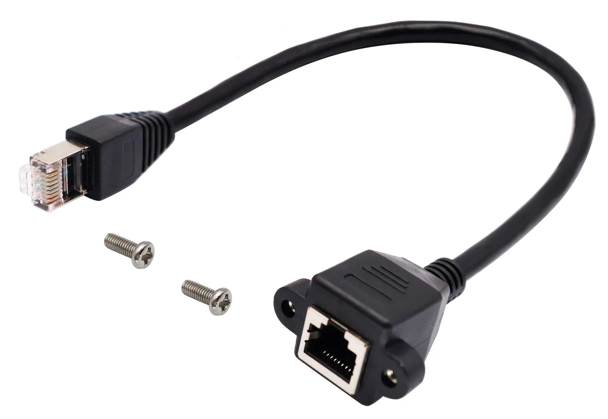 BUCIER BUCIER Cat 6 RJ45 Male to Female Shielded Panel Mount Extension Cable 0.3M — product photo