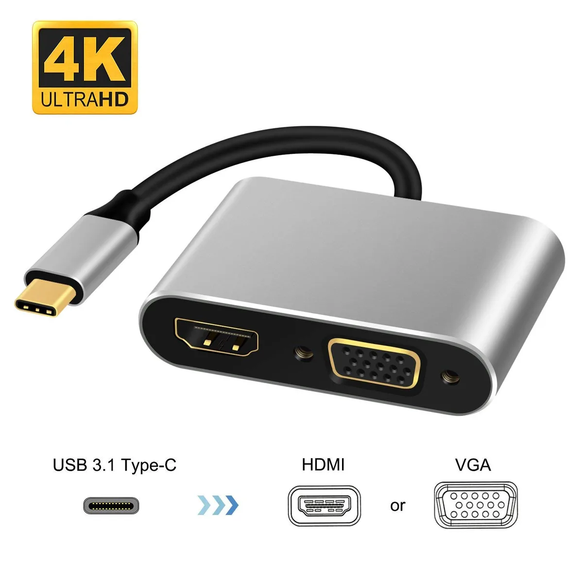 ESTONE ESTONE 2-in-1 USB C to HDMI VGA Adapter (Thunderbolt 3 Compatible) — product photo