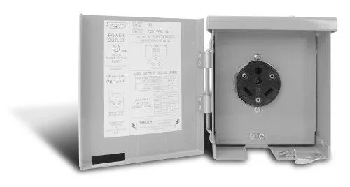 Connecticut Electric Connecticut Electric PS-13-HR Weatherproof Power Outlet Panel, 120 V, 30 A, NEMA TT-30R, Grey — product photo
