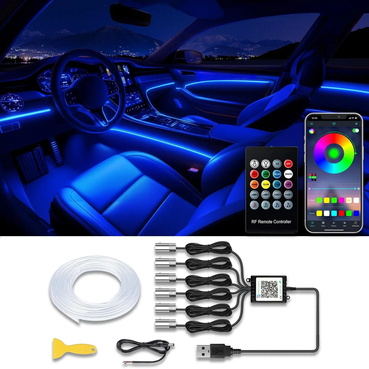  Jushope 315in 3.0mm Fiber Optic USB LED Kit (6 in 1) — product photo