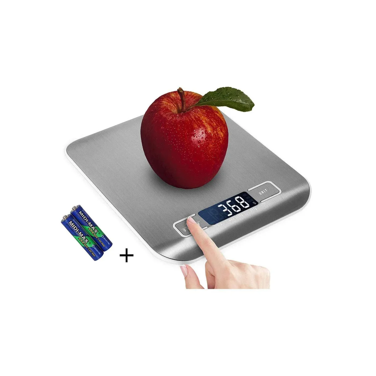  Meterk Digital Kitchen Scale 5kg 11lb Silver Stainless Steel 7.1x5.5x0.6 in — product photo