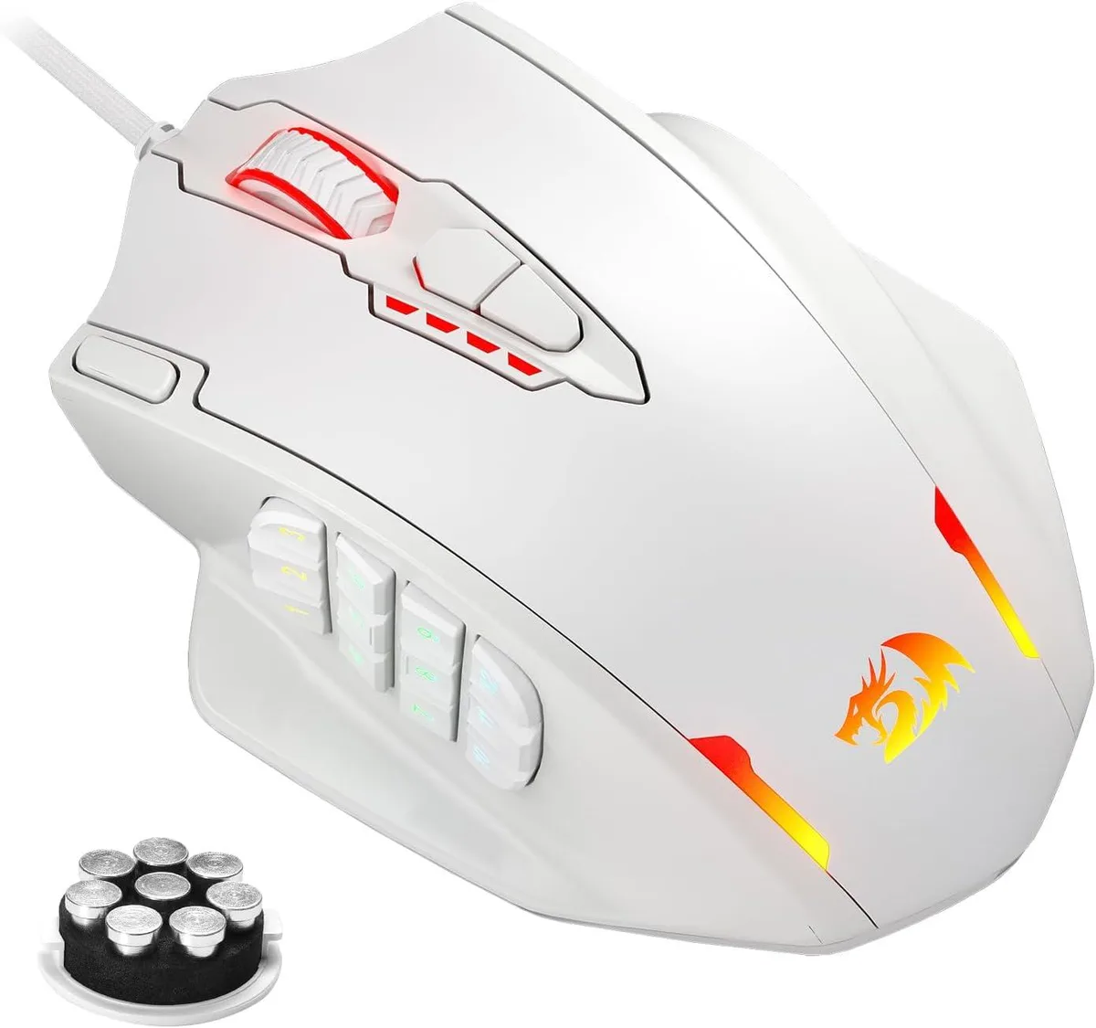 Redragon Redragon M908 Impact MMO Gaming Mouse 12 Side Buttons 18 Programmable 12400 DPI White — product photo