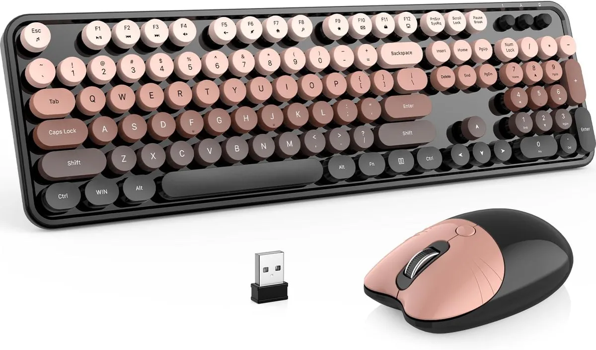 usbroway usbroway wireless keyboard and mouse combo coffee gradient — product photo