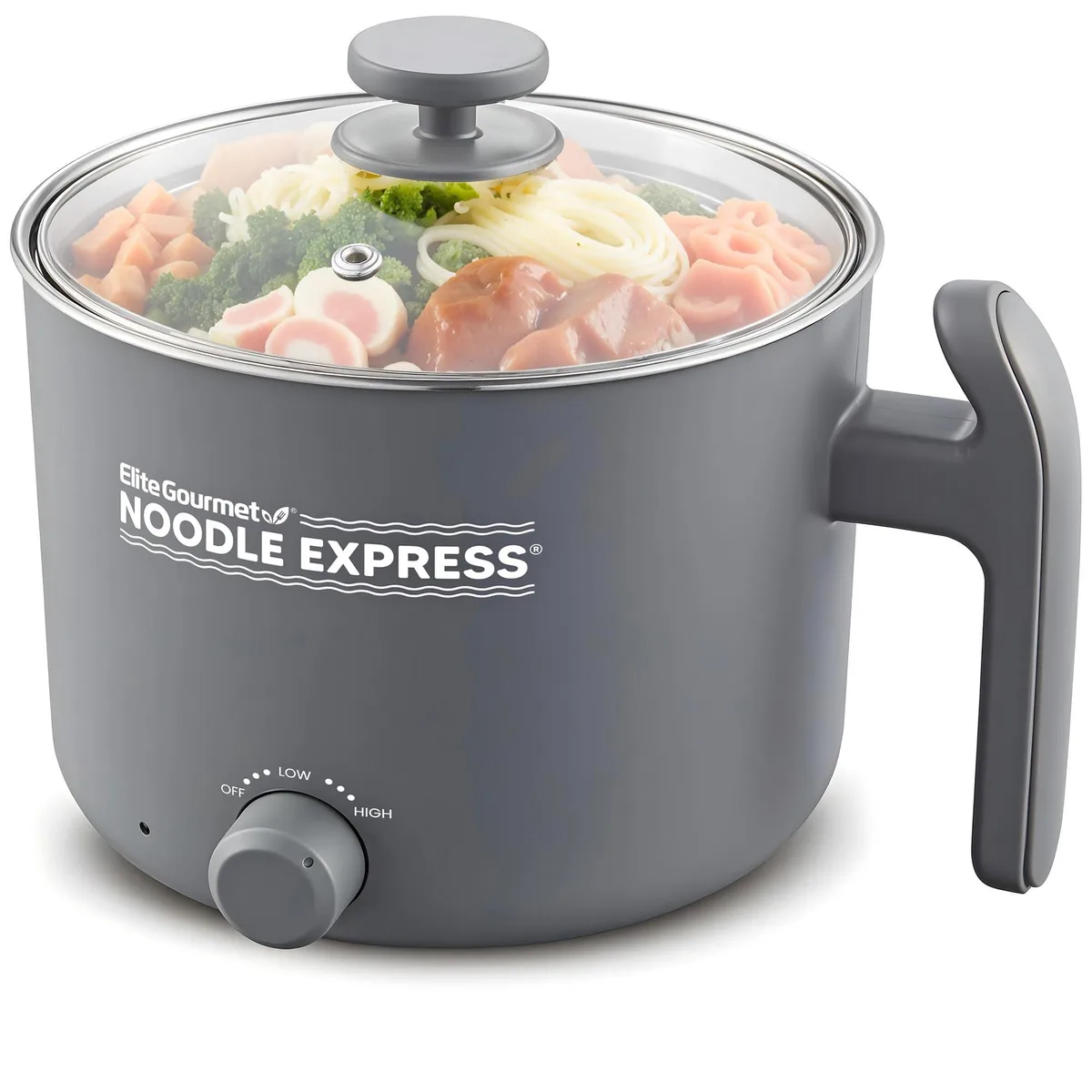Elite Gourmet EHP120 NOODLE EXPRESS Hot Pot Grey 1.25 quarts — product photo