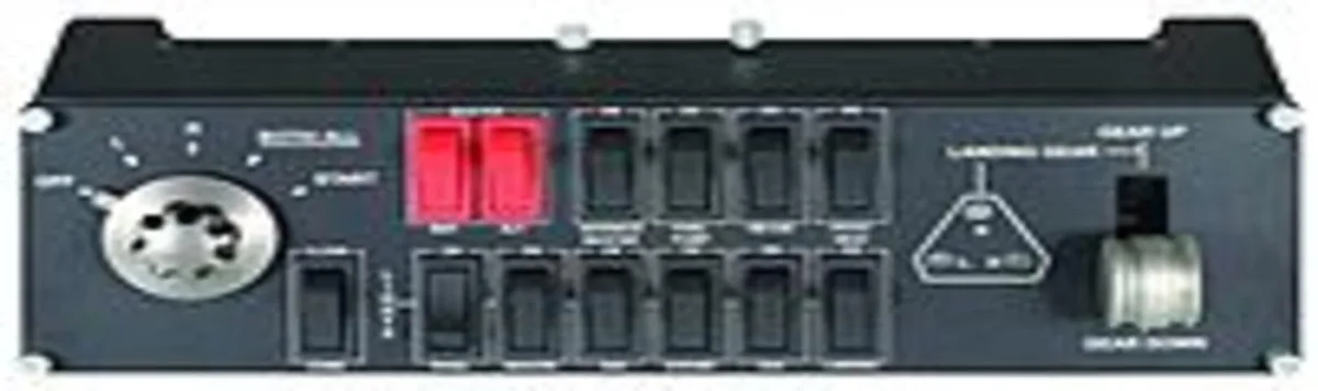 White rectangular switch panel with toggle switches and LED indicators, USB cable attached