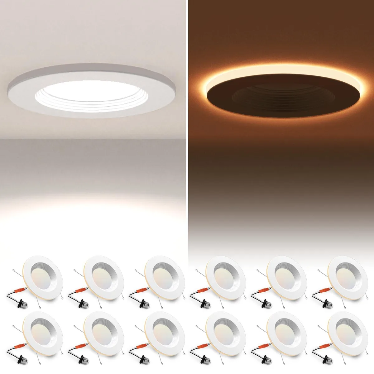  Thomasville Lighting 5/6Inch 12-Pack LED Can Light Kit with Night Light, 5CCT, 1200LM, 12W — product photo