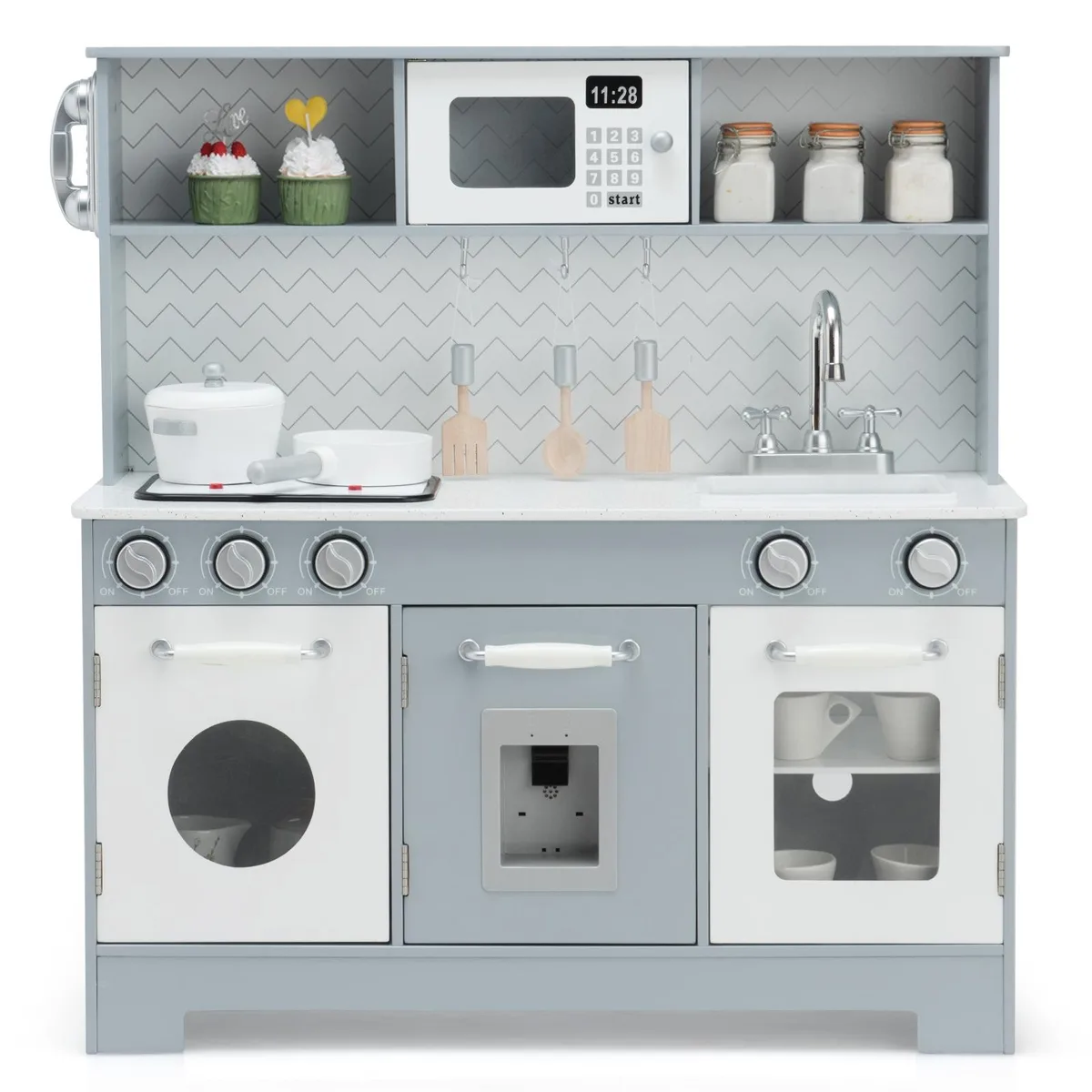 SlickBlue SlickBlue Pretend Play Kitchen Wooden Toy Set Grey — product photo