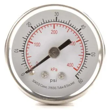 Value Brand Value Brand Commercial Pressure Gauge 0 to 60 psi 1 1/2 in Dial 1/8 in NPT — product photo