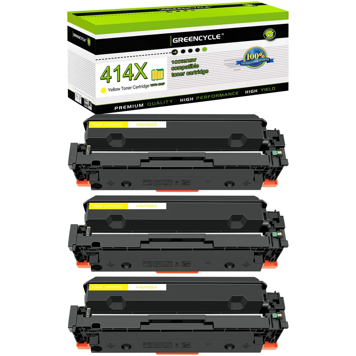 GREENCYCLE GREENCYCLE 414X Yellow Toner Cartridge 3 Pack 6000 pages — product photo
