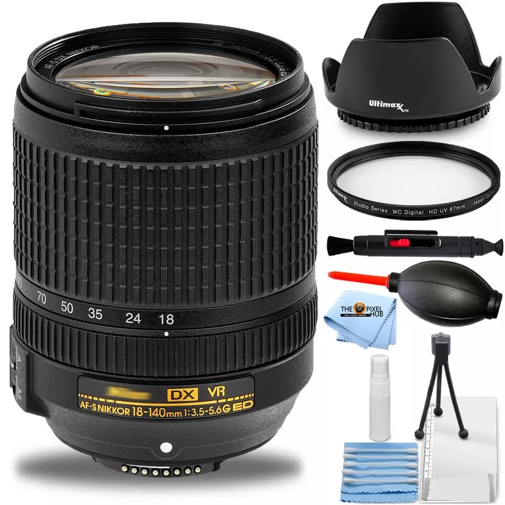 Nikon Global Nikon Global AF-S DX NIKKOR 18-140mm f/3.5-5.6G ED VR Lens 2213 7PC Accessory Bundle camera lens — product photo