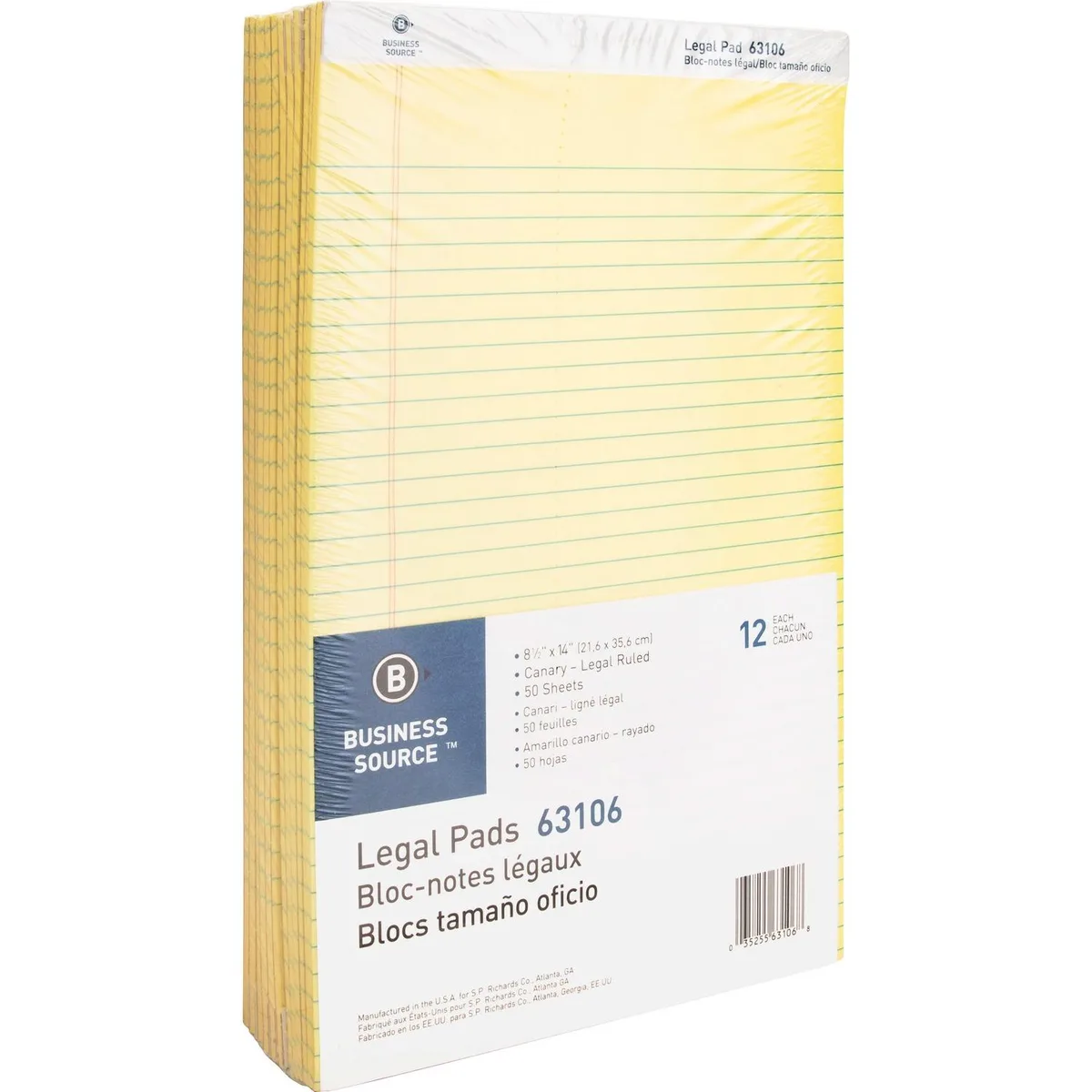 Business Source Business Source Legal Pad 8-1/2"x14" 50 Sht 12 Pack 63106 — product photo