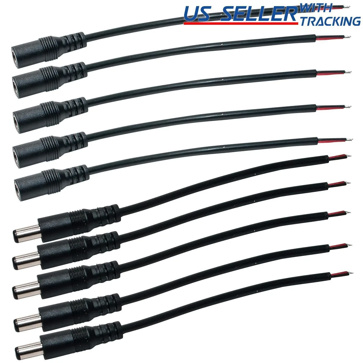 JacobsParts Inc. JacobsParts Inc. DCCONN-DE-5PK 5.5mm x 2.1mm Barrel Jack Pigtail Set 6" 5pk — product photo