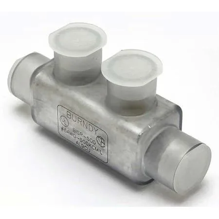 Clear insulated inline splice reducer with two hex-head ports and aluminum body