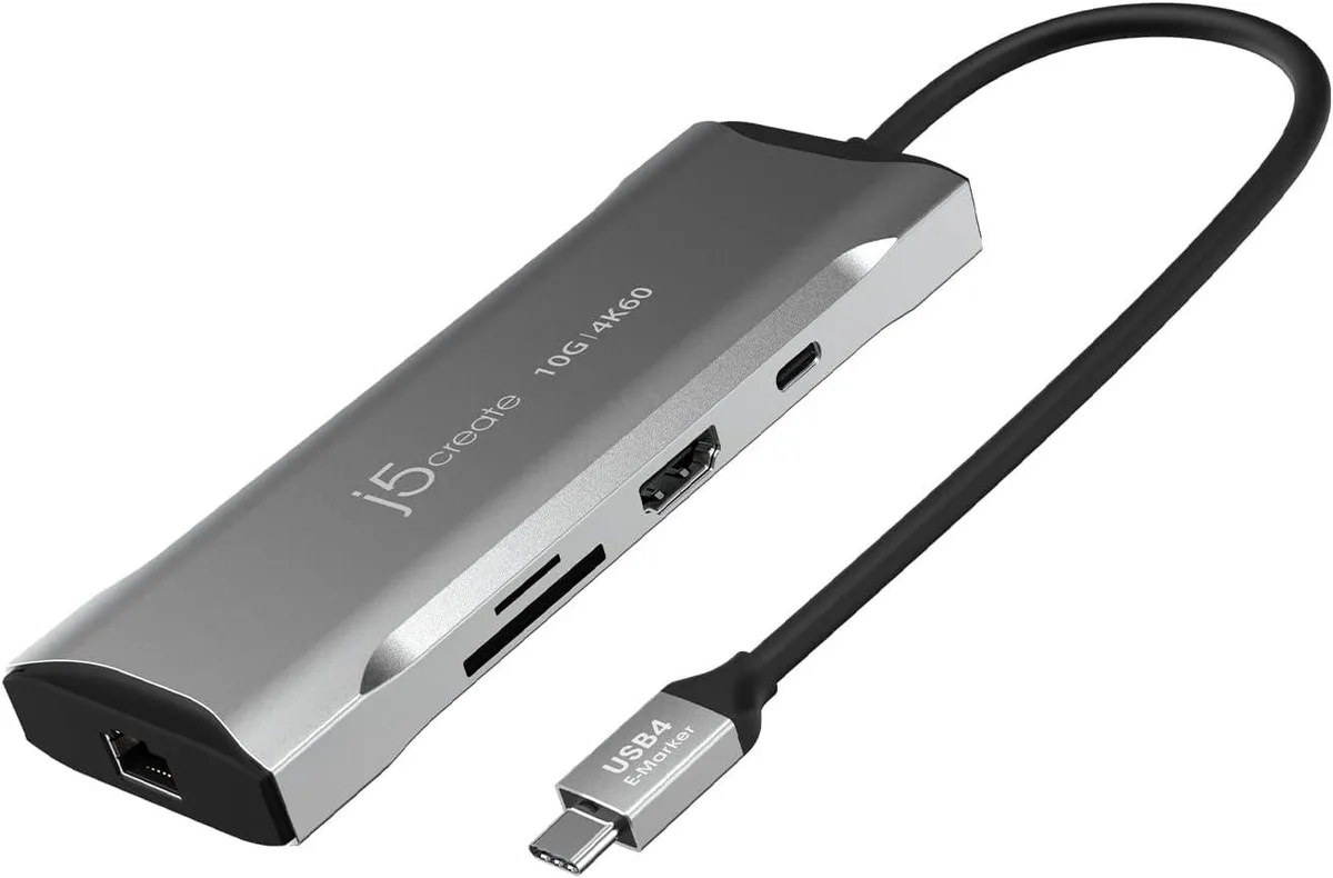 j5create j5create 9-in-1 USB-C 10Gbps Docking Station 4K60Hz HDMI 100W PD Ethernet SD 4.0 — product photo