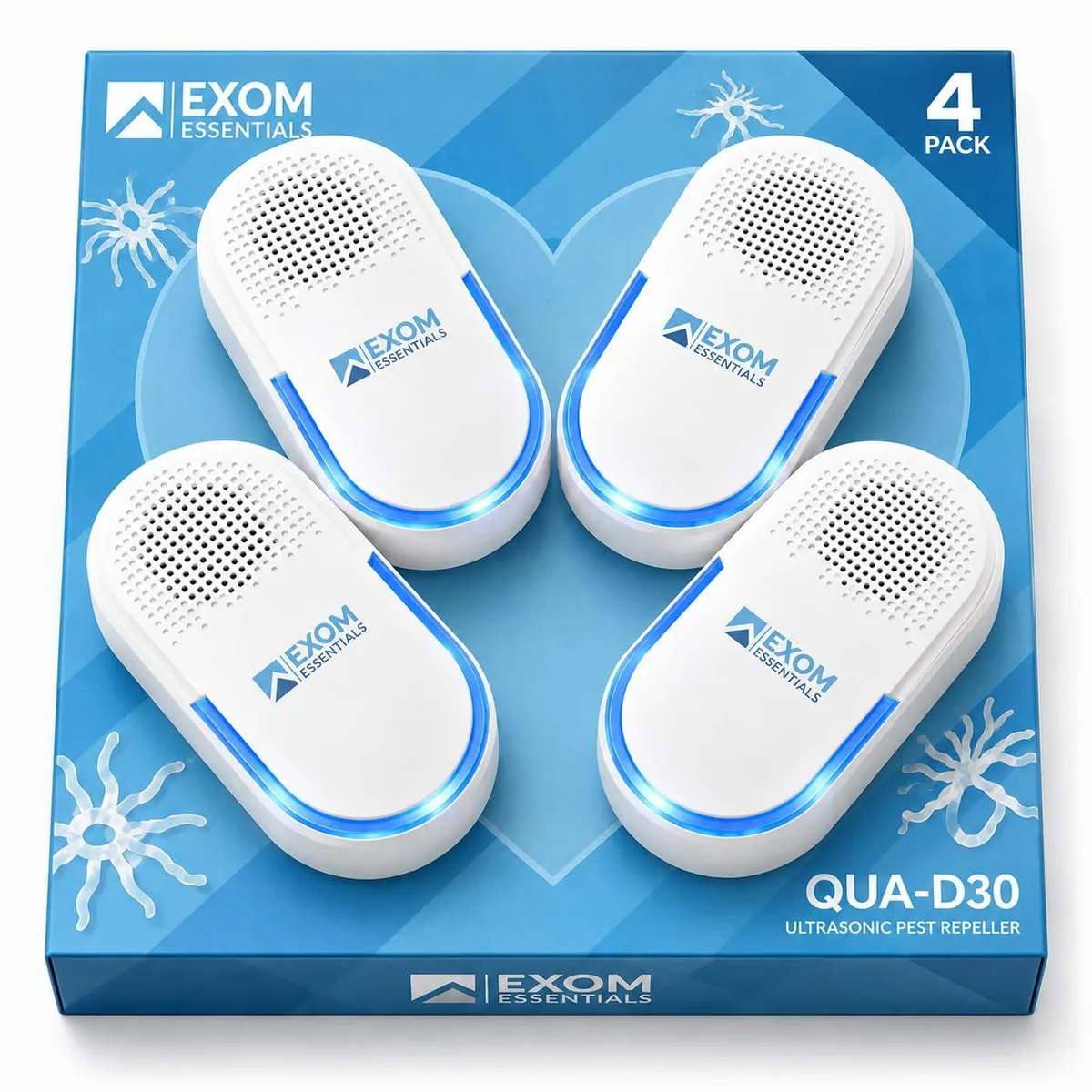 Four white plug-in pest repellers with night lights