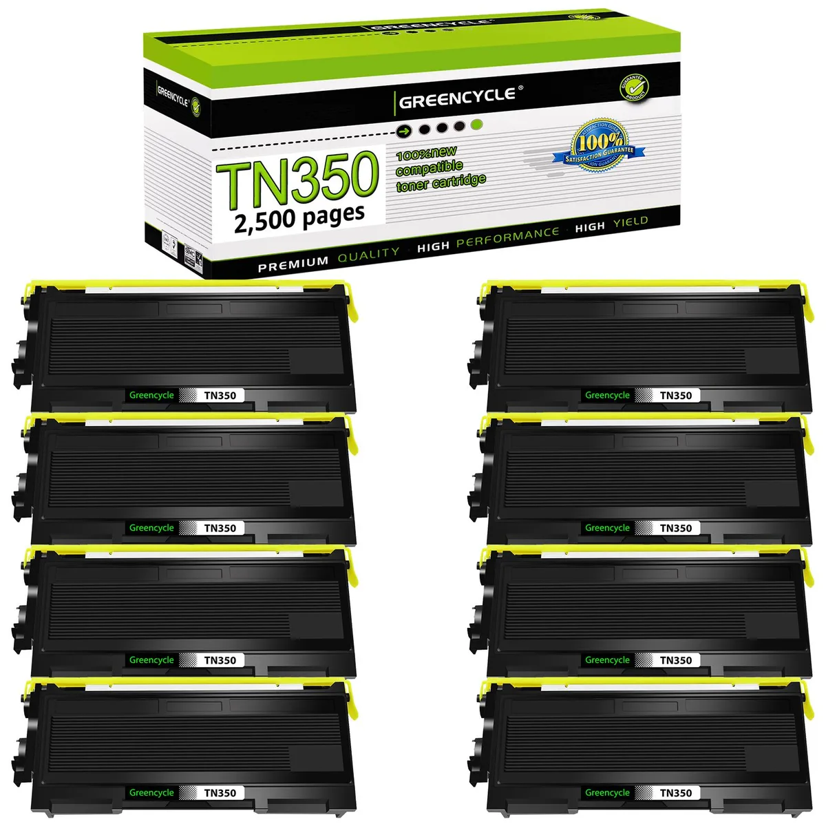 GREENCYCLE GREENCYCLE TN350 Black Toner Cartridge 8 Pack 2500 Pages — product photo