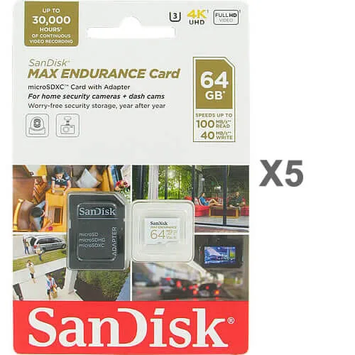 SanDisk SanDisk Max Endurance 64GB microSDXC 5-pack Class 10 — product photo
