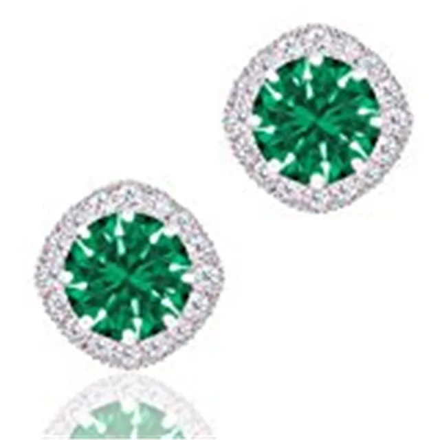 ORROUS &amp; CO ORROUS &amp; CO Legacy Collection 18K Gold Plated Cubic Zirconia Cushion Halo Stud Earrings Emerald OR90902LCY — product photo