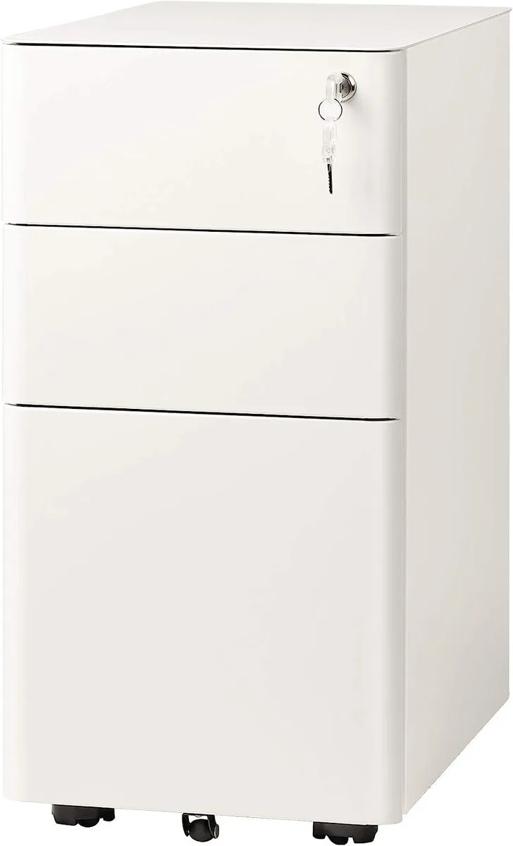 BFKK BFKK 3-Drawer Slim File Cabinet White 11.8"W 17.7"D 23.0"H — product photo