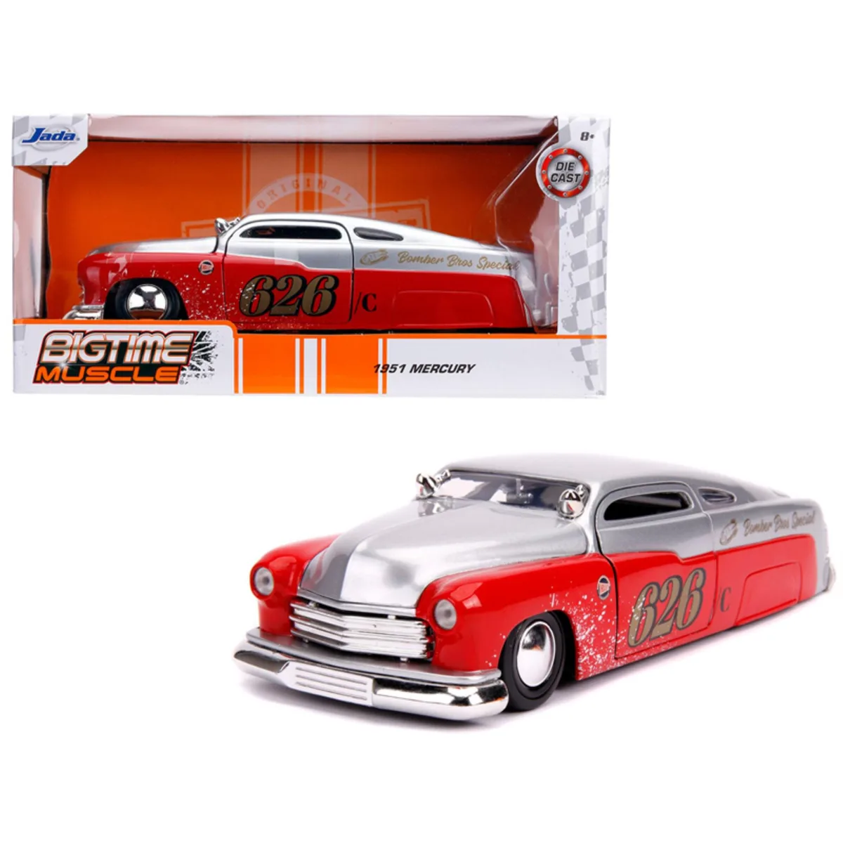 Jada Jada 1951 Mercury Silver Red #626 Holley Bomber Bros Special Bigtime Muscle 1/24 Diecast Vehicle — product photo