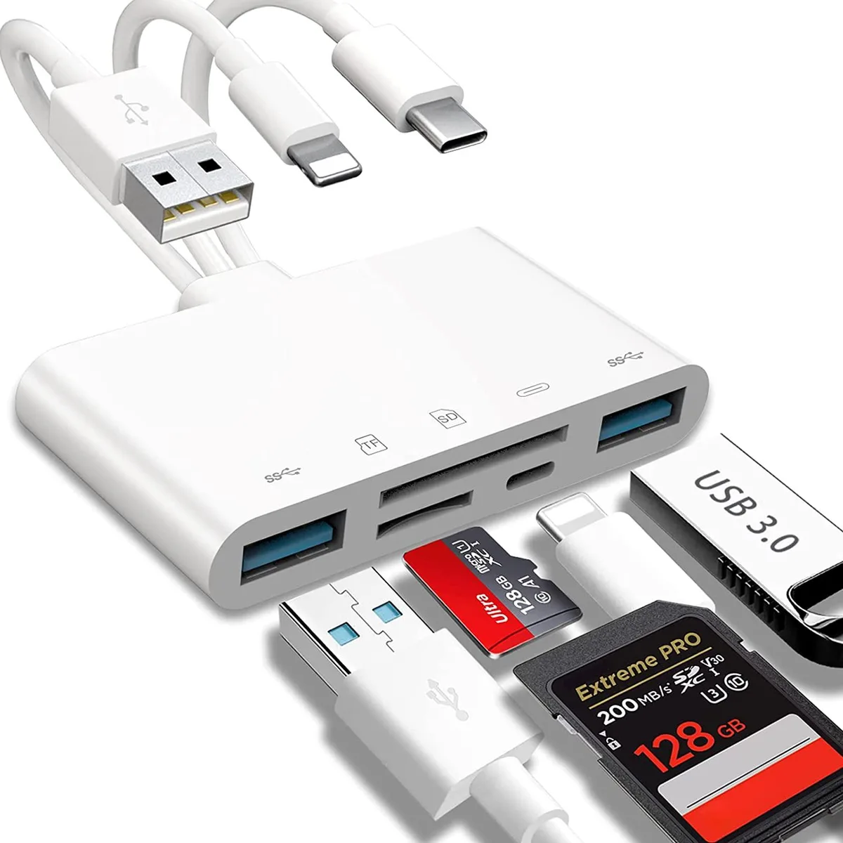 Corn Electronics Corn Electronics 5-in-1 USB Converter White 85mm — product photo