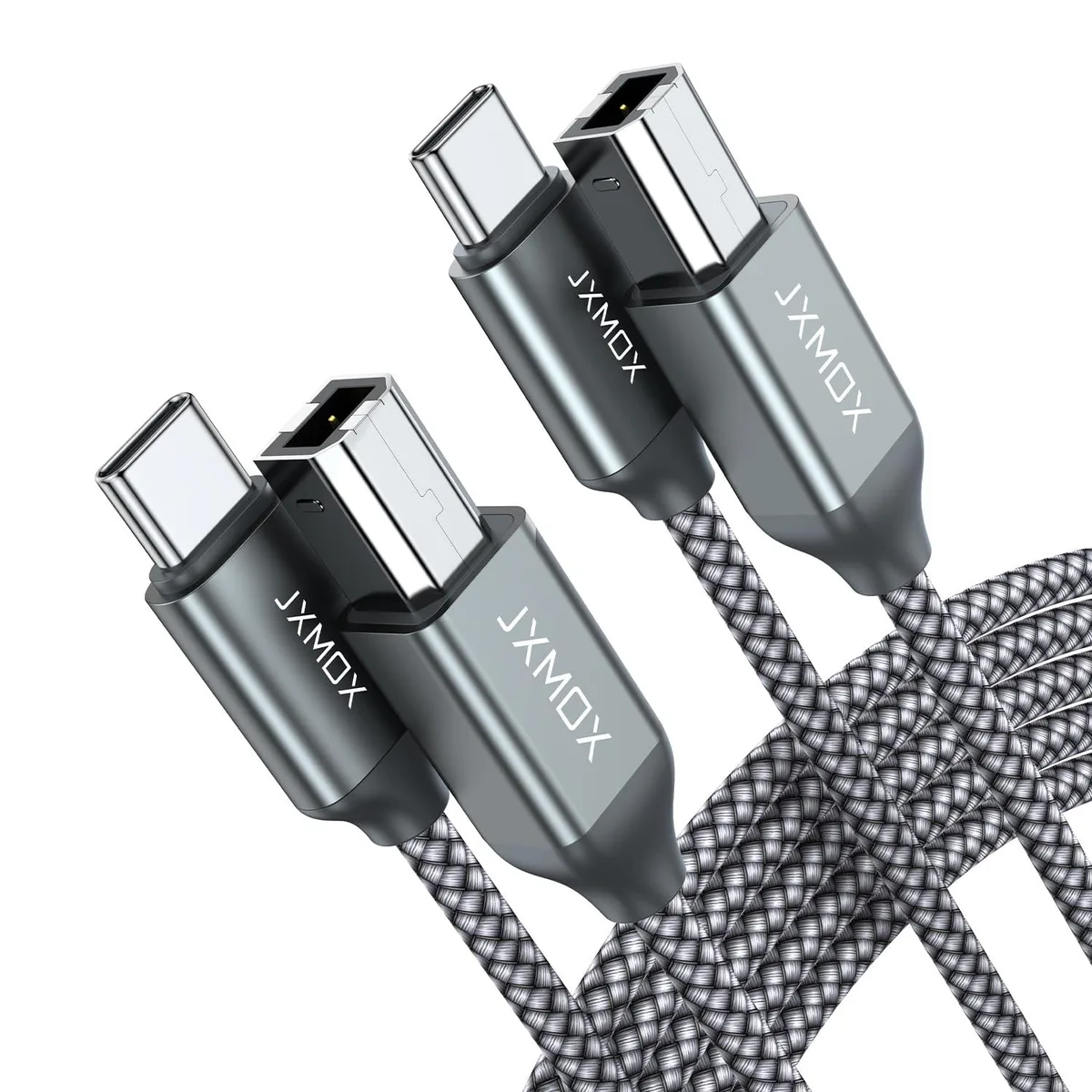  JXMOX USB B to USB C cable 6.6 ft 2-pack — product photo