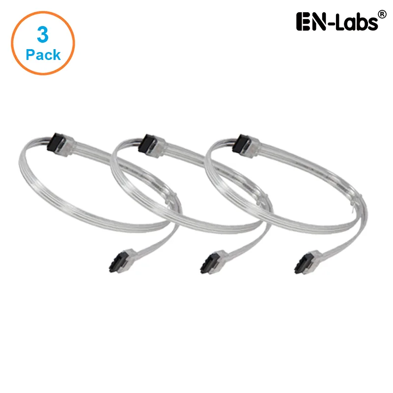 EN-Labs EN-Labs 3PKSATAIII24CL 3-pack SATA cable 24" clear locking latch — product photo