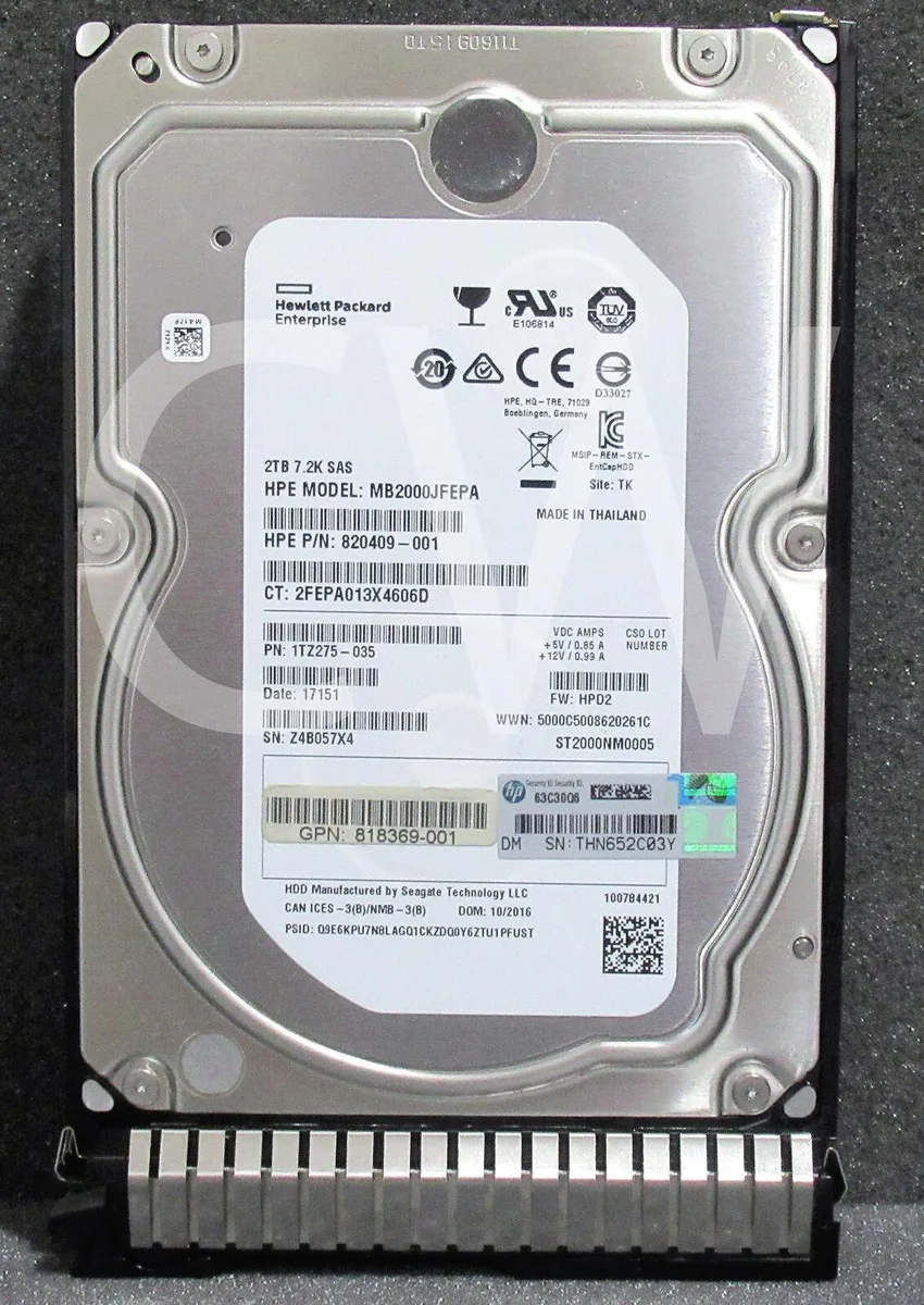 HPE HPE MB2000JFEPA 2TB 7200RPM SAS 12Gbps 3.5" internal hard drive — product photo