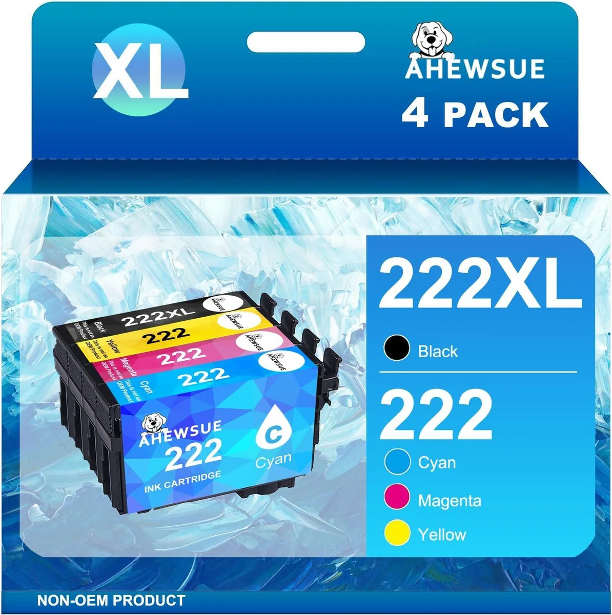 NuoTo NuoTo 222XL ink cartridge 4-pack (1 black, 1 cyan, 1 magenta, 1 yellow) — product photo