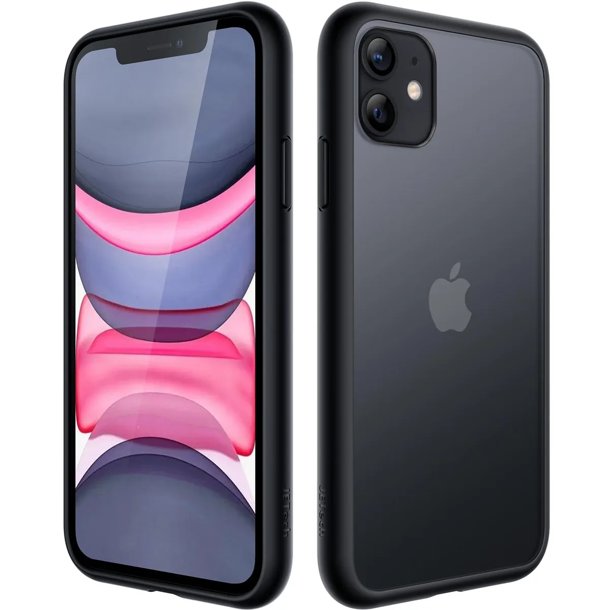 Black matte translucent phone case for iPhone 11 6.1-inch with raised edges