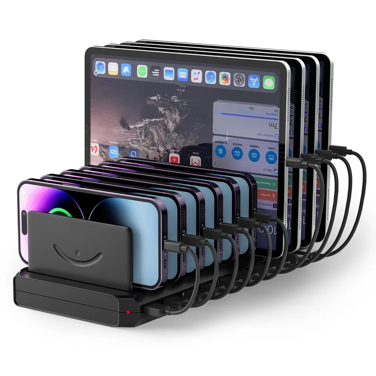 Cinlinso ZETX10U01A 60W 10-port USB charging station black — product photo