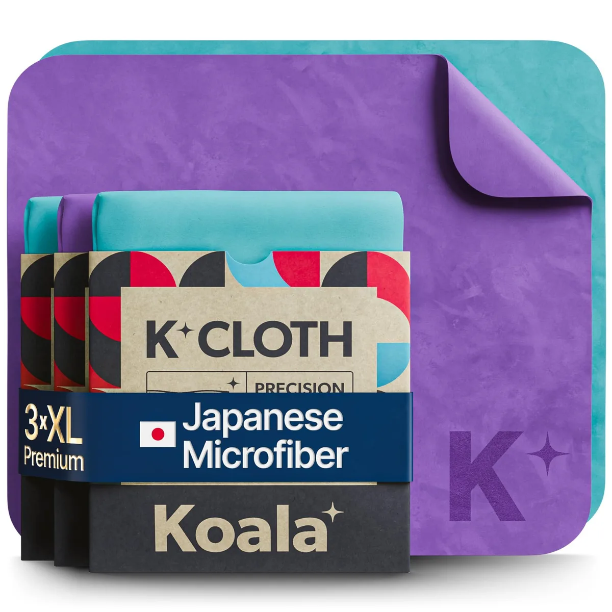  Koala Lifestyle KOALA-KLOTH-HITECH-12X12-3-PLUE 3-pack XL microfiber cloths Blue Purple — product photo