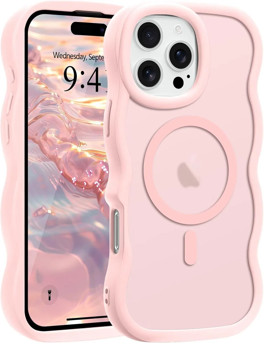 iworkmart iworkmart Curly Wavy Frame Case for iPhone 16 Pro Max Pink — product photo