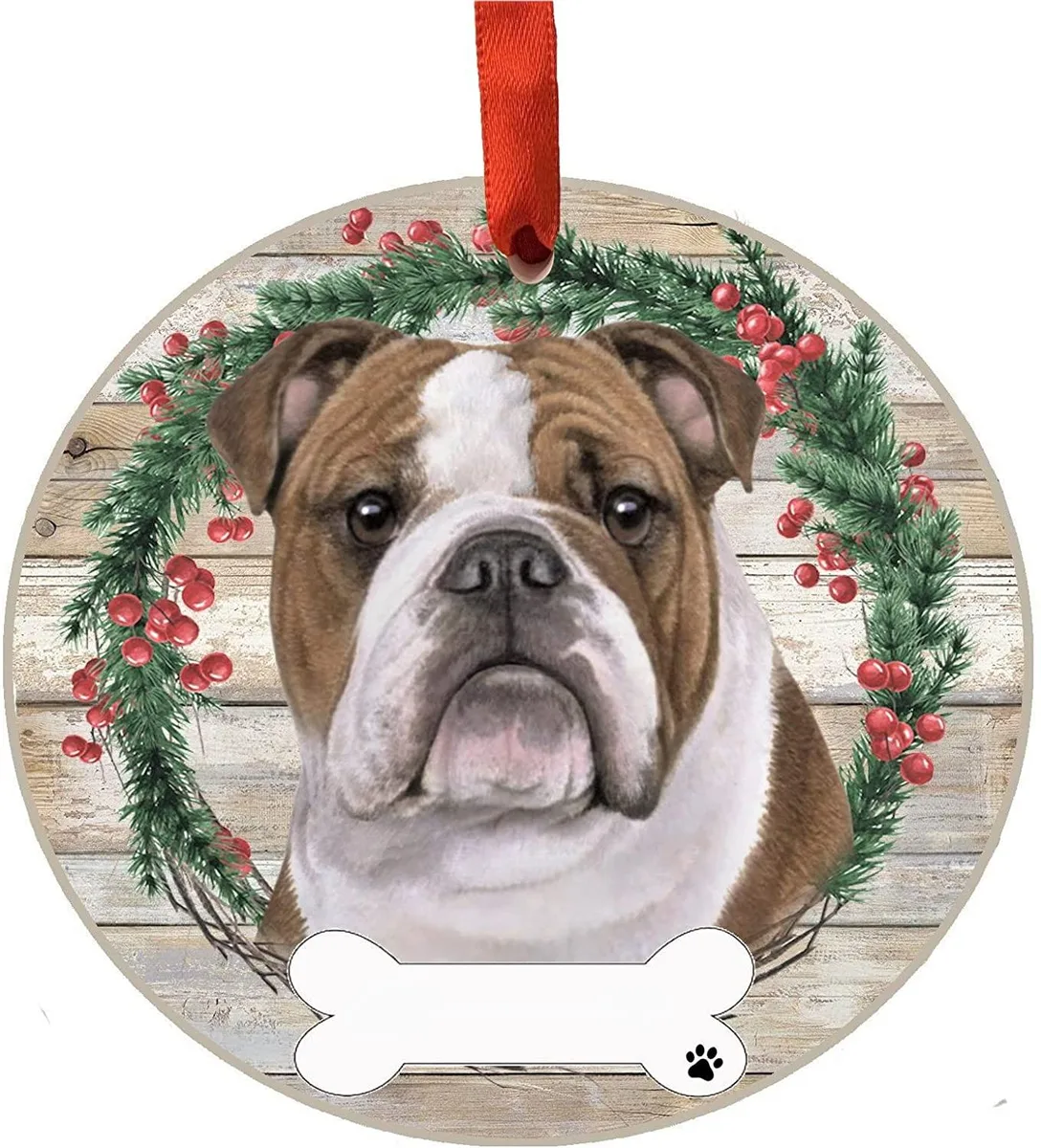 E &amp; S Imports E &amp; S Imports Bulldog Ceramic Ornament DIY Personalizable 4.6 x 4 x .5 inches — product photo