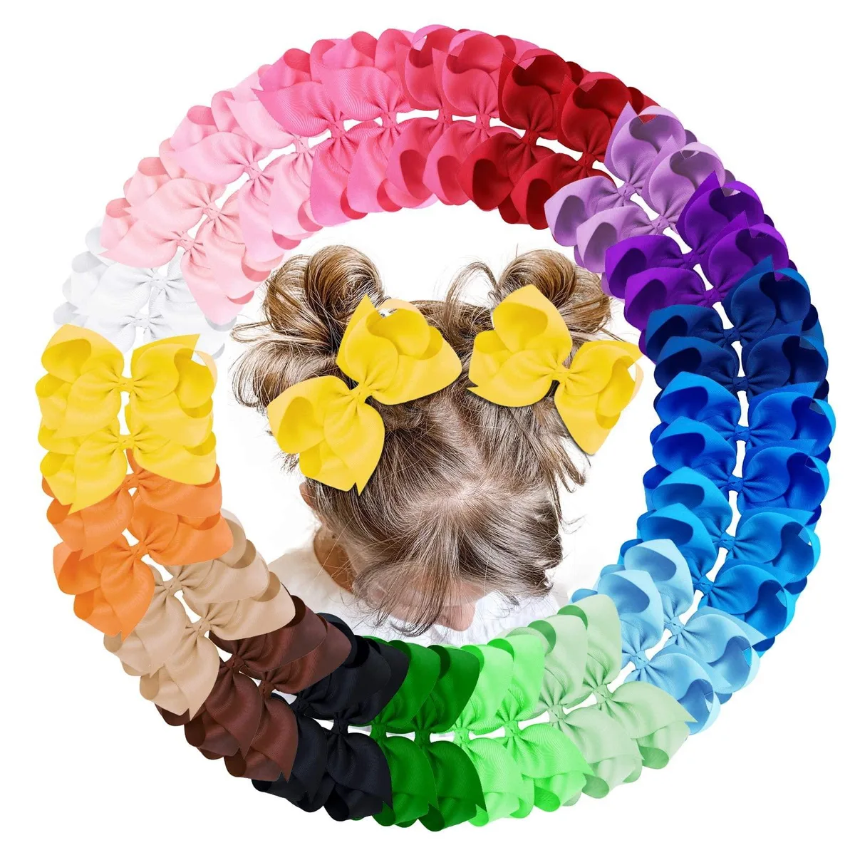  OAOLEER 40 Pcs 4.5" Hair Bow Clips Grosgrain Ribbon Alligator Clip Toddler — product photo
