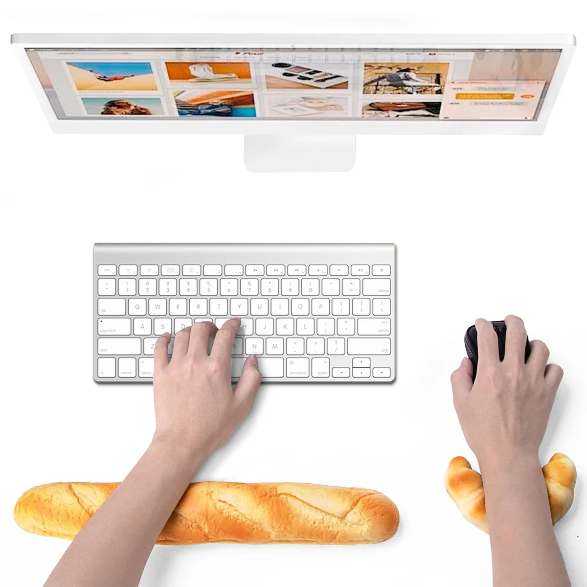  bvya Iris132 Toast Bread Baguette Wrist Rest Set 13.7 in x 3.2 in — product photo