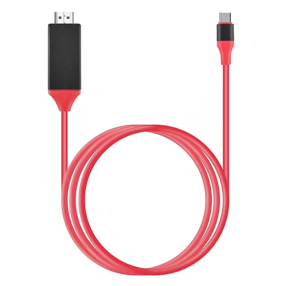 Black USB-C to HDMI cable adapter, six feet long